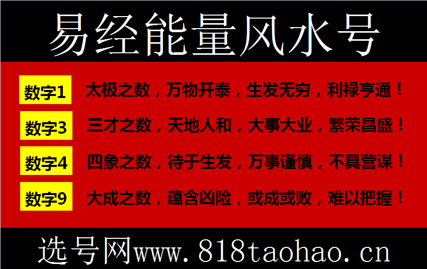 1349组合风水号码能量吉祥靓号